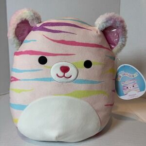 Squishmallows Atoosa Tiger Plush Pastel Rainbow Stripes Stuffed Animal